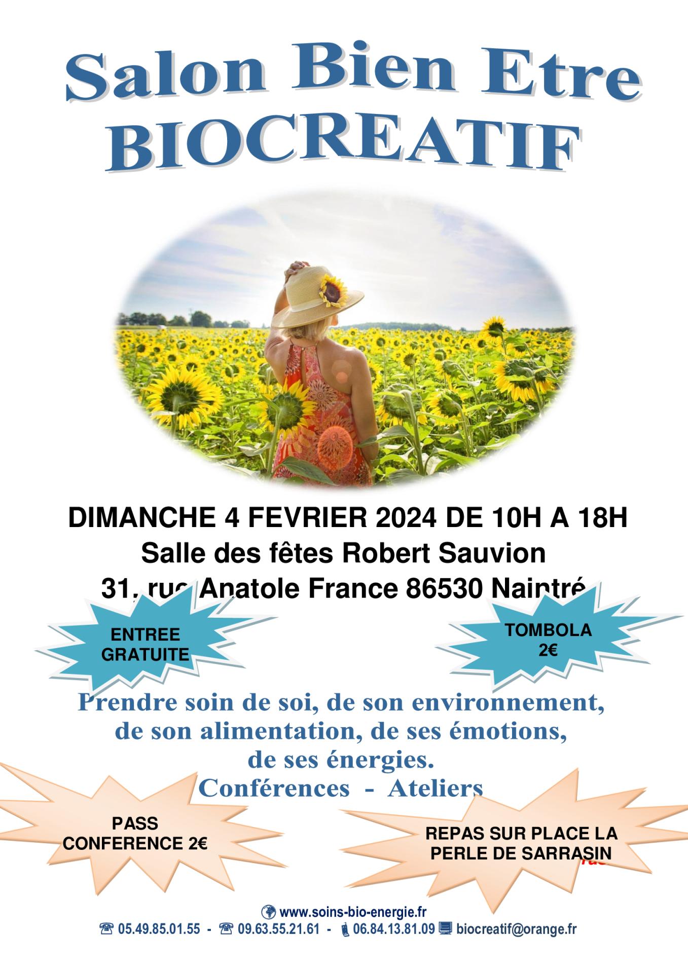 Salon Bien être biocréatif à Naintré le 4 février 2024